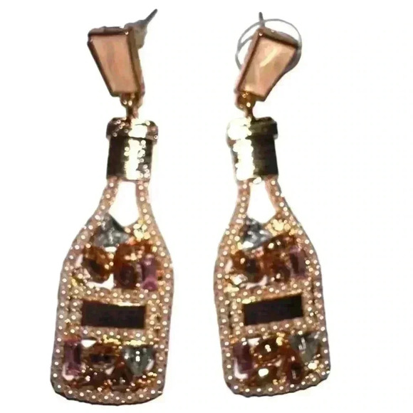 Bundle 2 pair costume drop earrings champagne bottles & coke bottles! NWOT - Picture 2 of 7